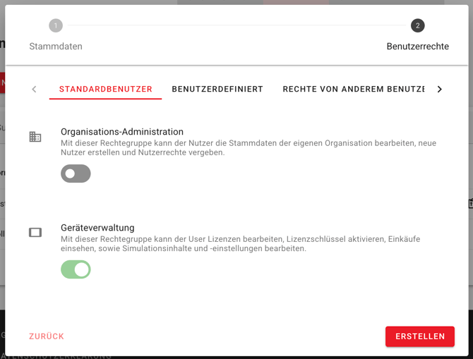 Benutzerrechte vergeben Module
