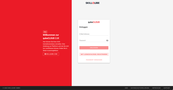 qubeCLOUD Login Seite